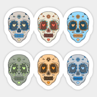 Colorful Day of the Dead Patterned Candy Skulls Sticker